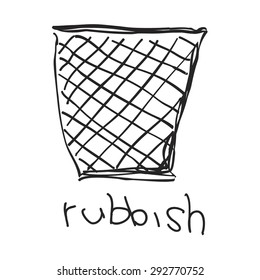 Simple hand drawn doodle of a rubbish bin