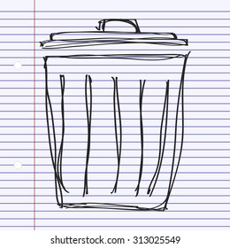 Simple hand drawn doodle of a rubbish bin