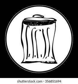 Simple hand drawn doodle of a rubbish bin