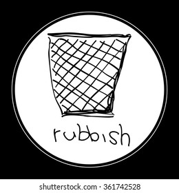 Simple hand drawn doodle of a rubbish bin