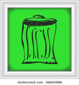 Simple hand drawn doodle of a rubbish bin