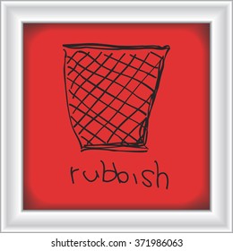 Simple hand drawn doodle of a rubbish bin
