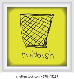 Simple hand drawn doodle of a rubbish bin