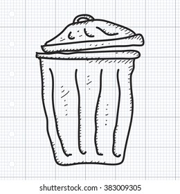 Simple hand drawn doodle of a rubbish bin