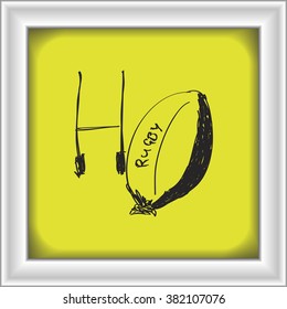 Simple hand drawn doodle of a rugby ball