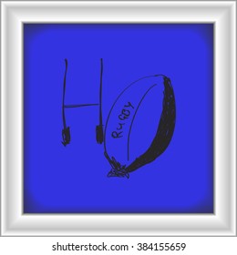 Simple hand drawn doodle of a rugby ball