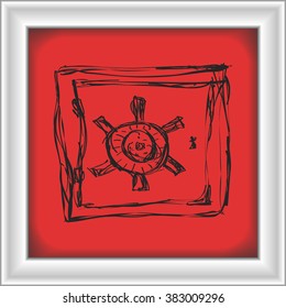 Simple hand drawn doodle of a safe
