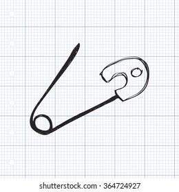 Simple hand drawn doodle of a safety pin