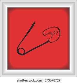 Simple hand drawn doodle of a safety pin
