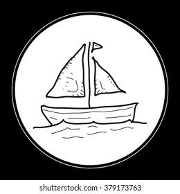 Simple hand drawn doodle of a sail boat