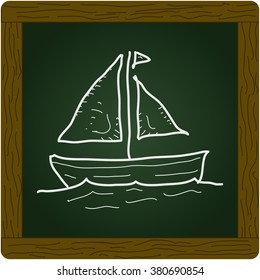 Simple hand drawn doodle of a sail boat