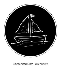 Simple hand drawn doodle of a sail boat