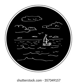 Simple hand drawn doodle of a sailboat