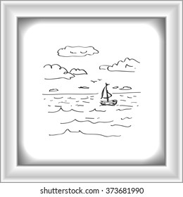 Simple hand drawn doodle of a sailboat