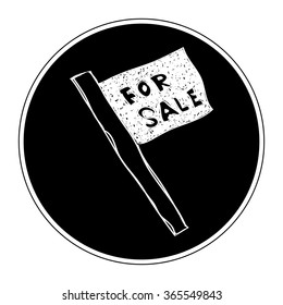 Simple hand drawn doodle of a for sale sign