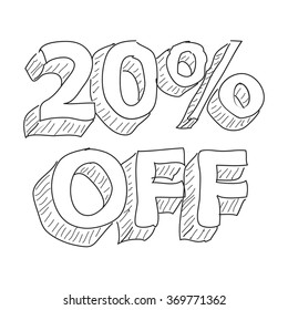 Simple hand drawn doodle of a sale tag design