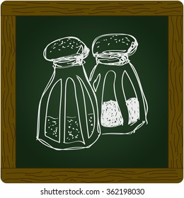 Simple hand drawn doodle of salt and pepper pots