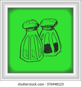 Simple hand drawn doodle of salt and pepper pots