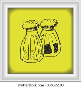 Simple hand drawn doodle of salt and pepper pots