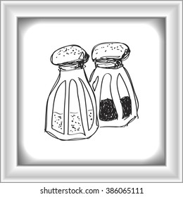 Simple hand drawn doodle of salt and pepper pots