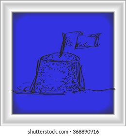 Simple hand drawn doodle of a sand castle