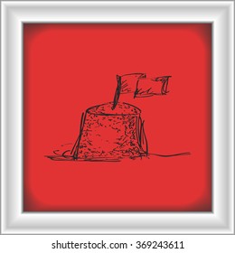Simple hand drawn doodle of a sand castle