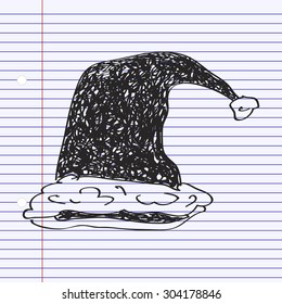 Simple hand drawn doodle of a santa hat