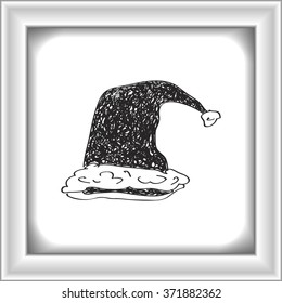 Simple hand drawn doodle of a santa hat