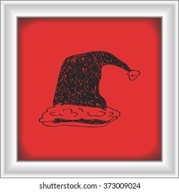 Simple hand drawn doodle of a santa hat