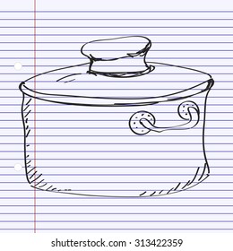 Simple hand drawn doodle of a saucepan