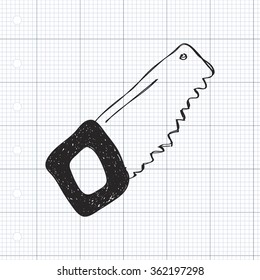 Simple hand drawn doodle of a saw