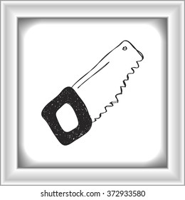 Simple hand drawn doodle of a saw