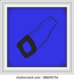 Simple hand drawn doodle of a saw
