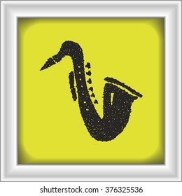 Simple hand drawn doodle of a saxophone