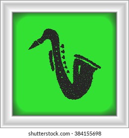 Simple hand drawn doodle of a saxophone