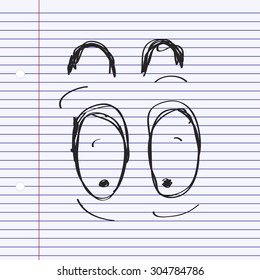 Simple hand drawn doodle of scary eyes