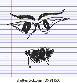 Simple hand drawn doodle of scary eyes