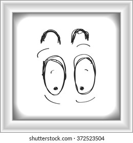 Simple hand drawn doodle of scary eyes