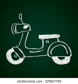 Simple hand drawn doodle of a scooter