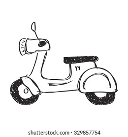 Simple hand drawn doodle of a scooter