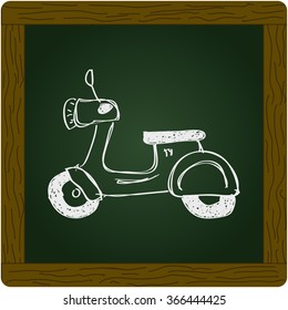 Simple hand drawn doodle of a scooter
