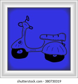 Simple hand drawn doodle of a scooter
