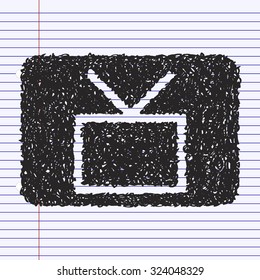Simple hand drawn doodle of a screen button