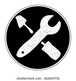 Simple hand drawn doodle of a screwdriver and spanner