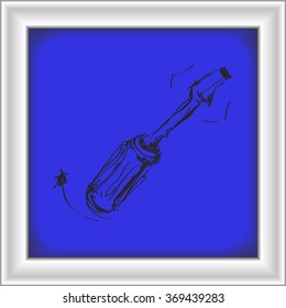 Simple hand drawn doodle of a screwdriver
