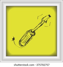 Simple hand drawn doodle of a screwdriver