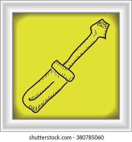 Simple hand drawn doodle of a screwdriver