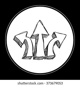 Simple hand drawn doodle of a se of three arrows