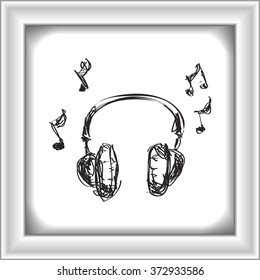 Simple hand drawn doodle of a set of headphones