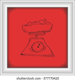 Simple hand drawn doodle of a set of weighing scales